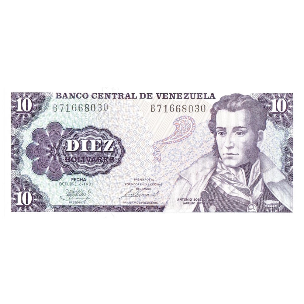 10 Bolivars Vénézuela 1981