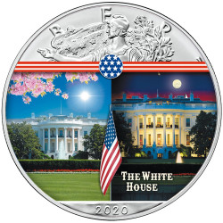 1 Dollar Argent USA 2020 colorisée - Maison blanche