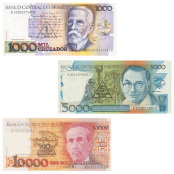 3 Billets Brésil 1989-1990