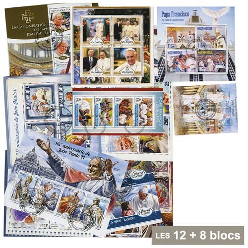 12 Blocs des papes François et Jean Paul II + 8 Blocs OFFERTS