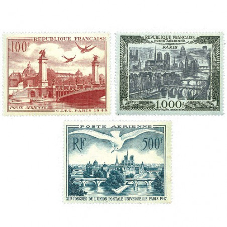 3 timbres Poste aérienne grands formats