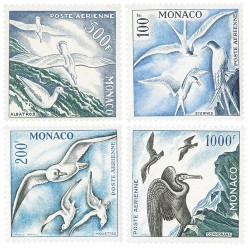 4 timbres Monaco oiseaux de...