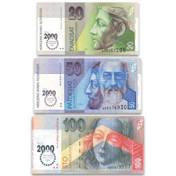 3 billets Slovaquie 2000