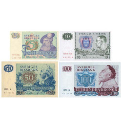 4 billets Suède 1966-1990