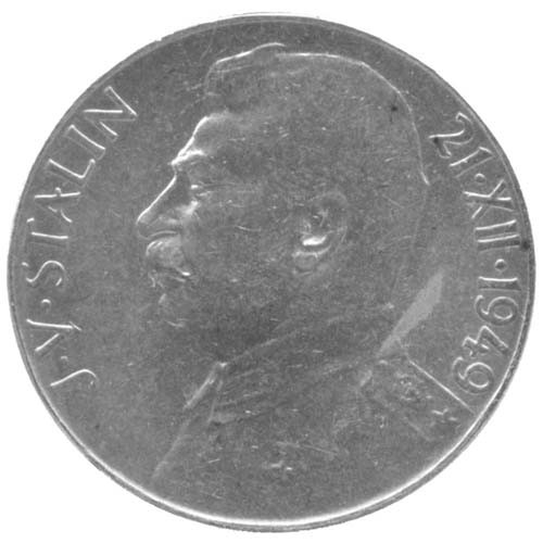 50 couronnes Argent Tchécoslovaquie 1949 - 70 ans de la naissance de Staline