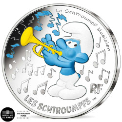 10 Euro colorisée Argent France 2020 - Schtroumpf Musicien