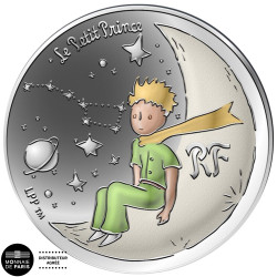 10 Euro Argent France BE 2021 colorisée - Le Petit Prince assis sur la Lune