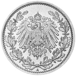 1/2 Mark Argent Allemagne 1914