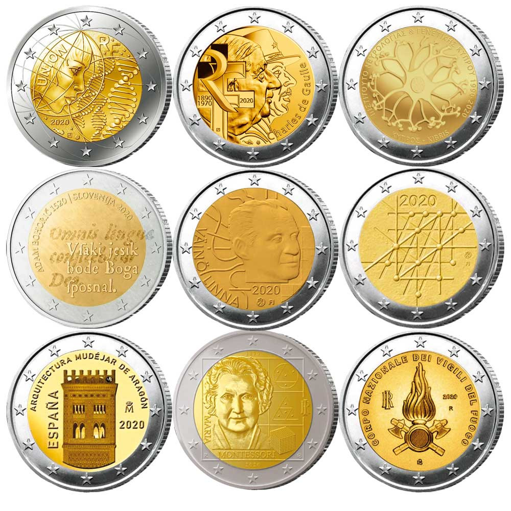 Lot des 27 x 2 Euro commémoratives 2020