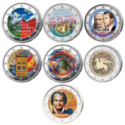Lot des 14 x 2 Euro colorisées 2020