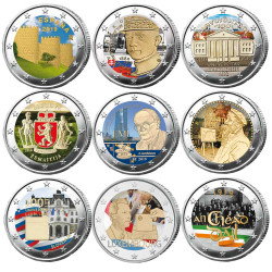 Lot des 9 x 2 Euro colorisées 2019