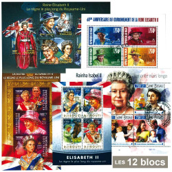 12 blocs Reine Elisabeth II