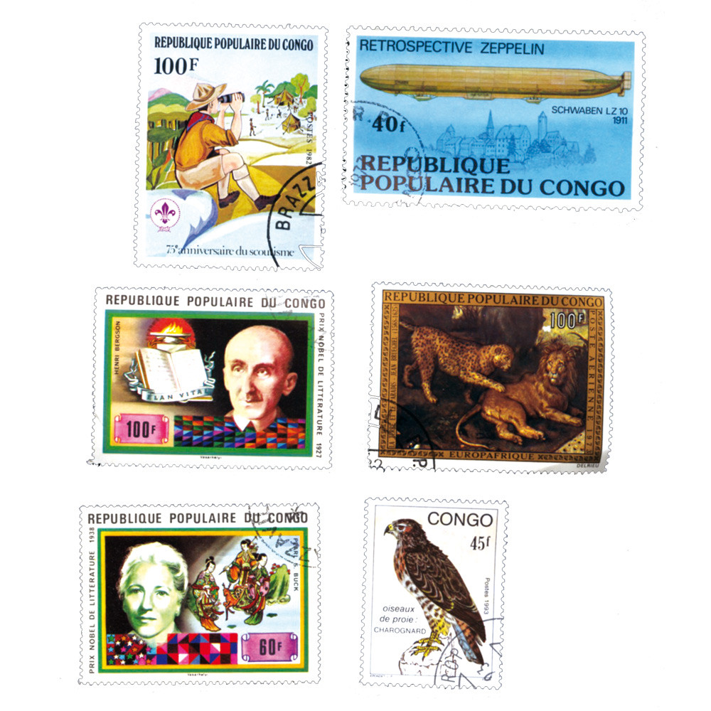 Le lot de 100 timbres du Congo français offert*