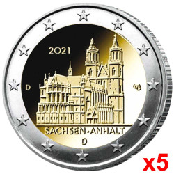 5 x 2 Euro Allemagne BU 2021- Cathédrale de Magdebourg