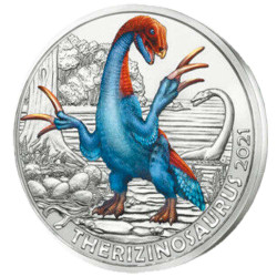3 Euro Cupronickel Autriche 2021 colorisée Phosphorescente - Therizinosaurus