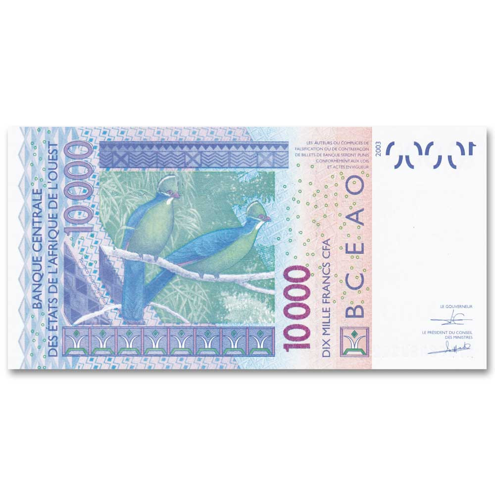 Billet 10 000 Francs Burkina Faso 2017 - Masques - Oiseaux