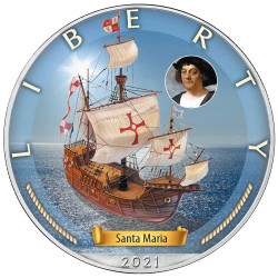 1 Dollar Argent USA BU 2021 colorisée - Le Santa Maria