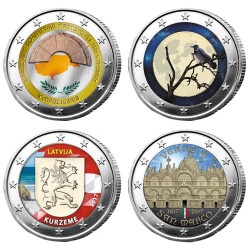 Le lot des 4 x 2 Euro 2017 colorisées