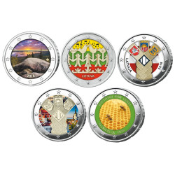 Le lot des 5 x 2 Euro 2018 colorisées