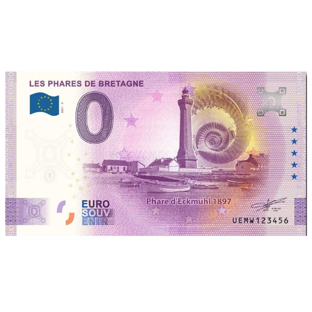 Billet souvenir 0 Euro - Les phares de Bretagne