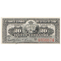 Billet 20 Centavos Cuba 1897