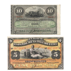 Billets 5, 10 Pesos Cuba 1896