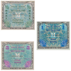 Lot 3 billets, ½, 1, 5...