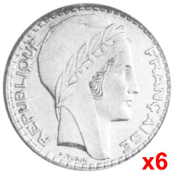 Lot 6 x 10 Francs Argent Turin