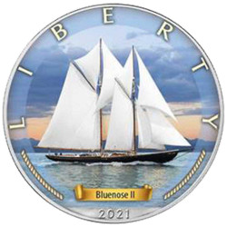 1 Dollar Argent Cook BU 2021 colorisée - Le Bluenose II