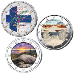 Lot 3 x 2 Euro Finlande colorisées
