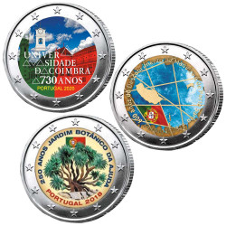 Lot 3 x 2 Euro Portugal colorisées