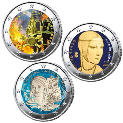 Lot 3 x 2 Euro Italie colorisées