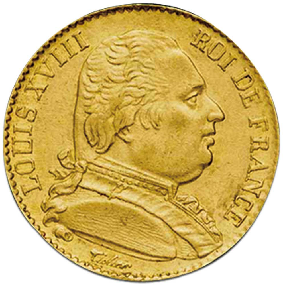 20 Francs Or Louis XVIII Buste Habillé 1814K