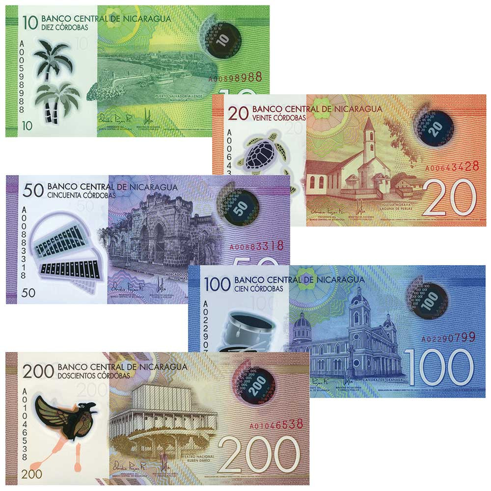 Lot 5 billets Cordobas Nicaragua 2014