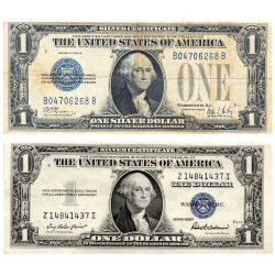 Lot 2 billets 1 Dollar - Silver certificate