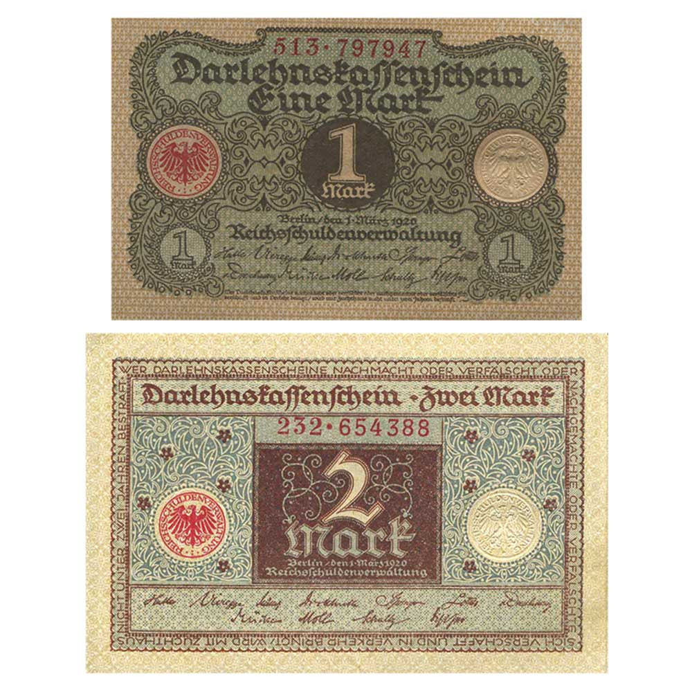 Billets 1 et 2 Marks République de Weimar 1920