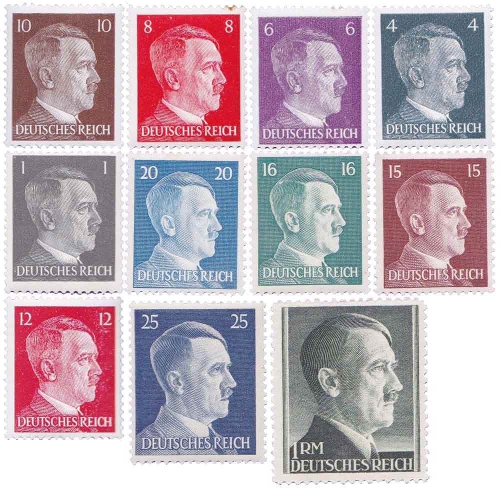 11 Timbres IIIe Reich Territoires occupés 1941