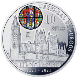 10 Euro Argent Espagne BE 2021 colorisée - 800 ans de la Cathédrale de Burgos
