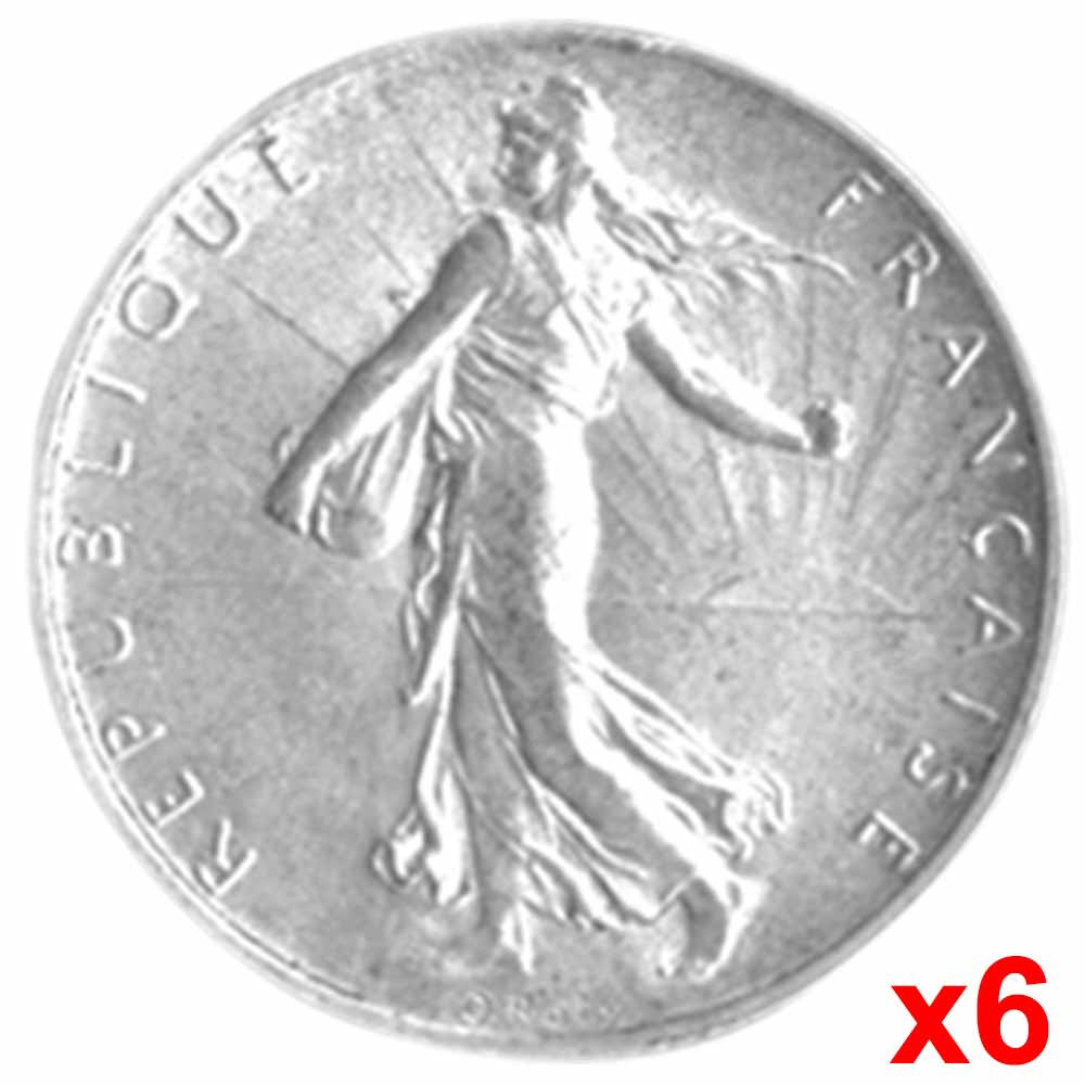Lot 6 X 2 Francs Argent Semeuse 1914-1919