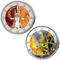 Lot 2 x 2 Euro Italie 2021-2020 colorisées
