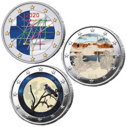 Lot 3 x 2 Euro Finlande 2017-2020 colorisées