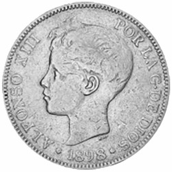 5 Pesetas Argent Espagne...