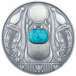 2 Dollars Argent Niue Finition Antique 2021 - Scarabée Égyptien