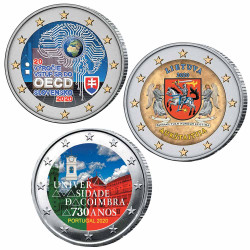 Lot 3 x 2 Euro colorisées 2020