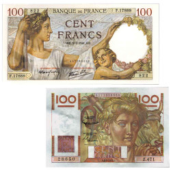 Lot 2 billets 100 Francs...