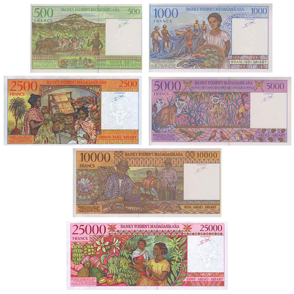Lot 6 billets Madagascar 1994-1998