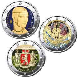 Lot 3 x 2 Euro colorisées 2019