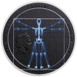 5 Dollars Argent Cook BE 2021 Ultra Haut-relief colorisée - “L’Homme de Vitruve“
