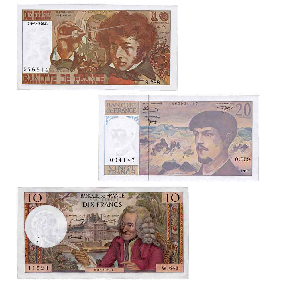 Lot 3 billets Berlioz - Debussy - Voltaire