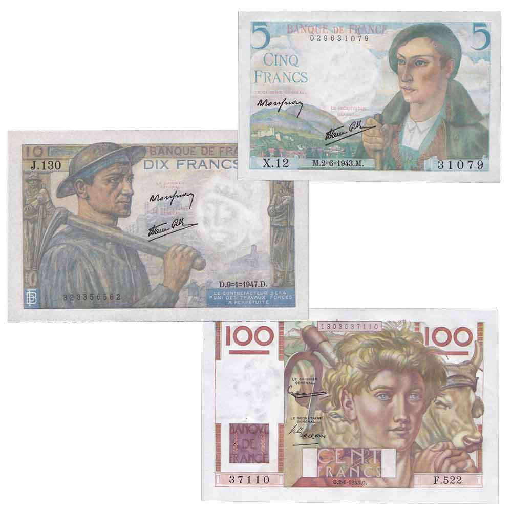 Lot 3 billets Berger - Mineur - Jeune paysan